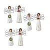 Hivvago Frosted Winter Angel With Bird And Wreath Accent (set Of 6) In White