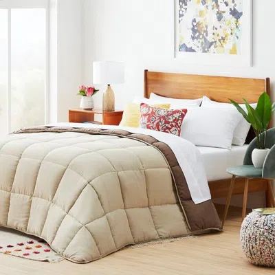Hivvago Full All Seasons Beige/brown Reversible Polyester Down Alternative Comforter In Neutral