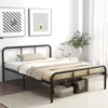 Hivvago Full Bed Frame With Headboard And Footboard No Box Spring Needed-black