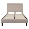 Hivvago Full Beige Fabric Upholstered Platform Bed Frame With Tufted Headboard In Nude