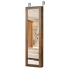 Hivvago Full Length Mirror Jewelry Cabinet With Ring Slots And Necklace Hooks In Brown