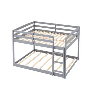 Hivvago Full Over Full Bunk Bed Low-to-ground Bunk Bed
