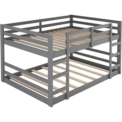 Hivvago Full Over Full Modern Low Profile Bunk Bed In Grey Wood Finish In Gray
