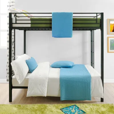 Hivvago Full Over Full Size Sturdy Black Metal Bunk Bed