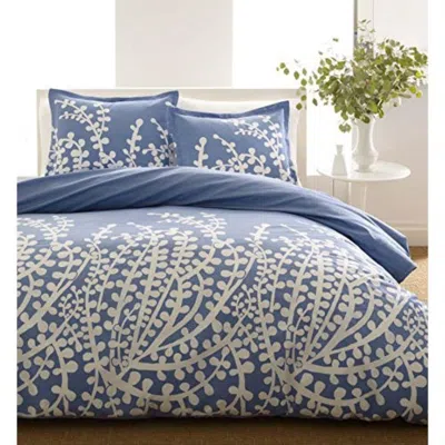 Hivvago Full / Queen 100-percent Cotton 3-piece Comforter Set With Blue White Floral Branch Pattern