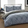Hivvago Full / Queen Cotton Comforter Set With Grey Blue Damask Pattern In Gray