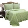 Hivvago Full Queen Green Cotton Quilt Bedspread With Scalloped Borders In Green
