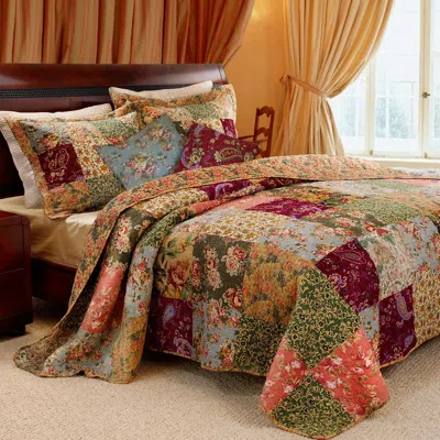 Hivvago Full / Queen Size 100% Cotton Patchwork Quilt Set With Floral Paisley Pattern In Multi
