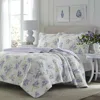 Hivvago Full / Queen Size 3-piece Cotton Quilt Set With White Purple Floral Pattern