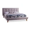 Hivvago Full Size Beige Linen Upholstered Platform Bed With Button Tufted Headboard In Pink
