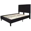 Hivvago Full Size Black Fabric Upholstered Platform Bed Frame With Headboard In Black