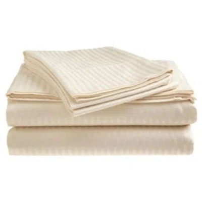 Hivvago Full Size Dobby Stripe Sateen Sheet Set In Beige Microfiber