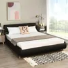 Hivvago Full Size Faux Leather Upholstered Platform Bed Adjustable Headboard-black