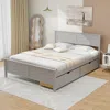 Hivvago Full Size Grey Platform Bed Frame With 2 Storage Drawers In Gray