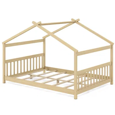 Hivvago Full Size House Bed Montessori Floor Bed With Headboard