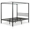 Hivvago Full Size Modern Black Metal Canopy Bed Frame In Black