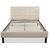 Hivvago Full Size Platform Bed Frame With Taupe Button Tufted Upholstered Headboard In Neutral