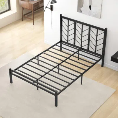 Hivvago Full Size Platform Bed With Headboard And Metal Frame-full Size