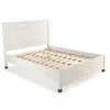 Hivvago Queen Size Solid Wood Platform Bed Frame With Headboard In Rustic White Finish In White