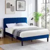 Hivvago Full Size Upholstered Platform Bed Frame With Headboard In Blue