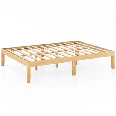 Hivvago Full Size Wood Bed Frame With Wooden Slats Support And Rubber Wood Legs In Brown