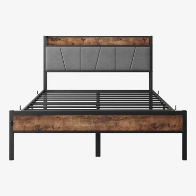 Hivvago Full-sized Easy Assembly Full Metal Vintage Platform Bed Frame - Black In Brown