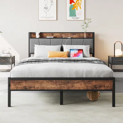 Hivvago Full-sized Easy Assembly Full Metal Vintage Platform Bed Frame - Black In Metallic