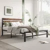 Hivvago Full-sized Platform Bedframe With Slats And Rustic Wooden Head Board