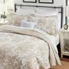 Hivvago Full/queen 3 Piece Bed-in-a-bag Bohemian Tan Beige Floral Cotton Quilt Set In Neutral