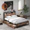Hivvago Full/queen Bed Frame With 2-tier Storage Headboard And Charging Station-full Size