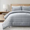 Hivvago Full/queen Blue Grey Off-white Stripe 3-piece Lightweight Comforter Set In Blue