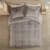 Hivvago Full/queen Grey Soft Sherpa Faux Fur 3-piece Comforter Set With Pillow Shams In Gray