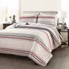 Hivvago Full/queen Lightweight Rustic Red Chevron Stripe Reversible 3 Piece Quilt Set In Multi