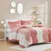 Hivvago Full/queen Pink Blush White Reversible Soft Sherpa Faux Fur 3-pc Comforter Set In Multi