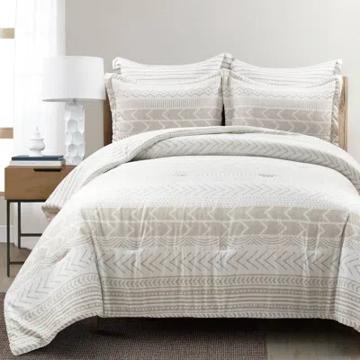 Hivvago Full/queen Scandinavian Chevron Beige Taupe 5 Piece Lightweight Comforter Set In Gray