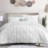 Hivvago Full/queen Size All Season Pleated Hypoallergenic Microfiber Reversible 3 Piece Comforter Set In Whi In White