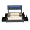 Hivvago Full/queen Size Bed Frame With Adjustable Storage Headboard And Wooden Slat Support