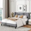 Hivvago Full/queen Size Bed Frame With Wingback Headboard And Wood Slat Support-full Size
