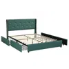 Hivvago Full/queen Size Upholstered Bed Frame With 4 Drawers-green-full Size