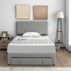Hivvago Full/queen Size Upholstered Bed Frame With Drawer And Adjustable Headboard-full Size
