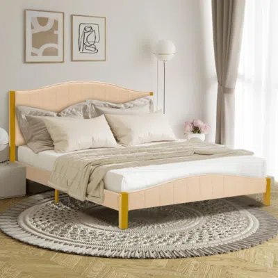 Hivvago Full/queen Size Upholstered Bed Frame With Quilted Headboard-queen Size