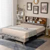 Hivvago Full/queen Size Upholstered Bed Frame With Storage Headboard-full Size