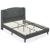 Hivvago Full/queen Size Upholstered Platform Bed Frame With Button Tufted Headboard-full Size