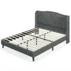 Hivvago Full/queen Size Upholstered Platform Bed Frame With Button Tufted Headboard-queen Size