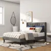 Hivvago Full/queen Size Upholstered Platform Bed With Button Tufted Headboard-queen Size