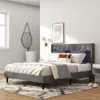 Hivvago Full/queen Size Upholstered Platform Bed With Button Tufted Headboard-queen Size