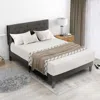 Hivvago Full/queen Size Upholstered Platform Bed With Tufted Headboard-queen Size