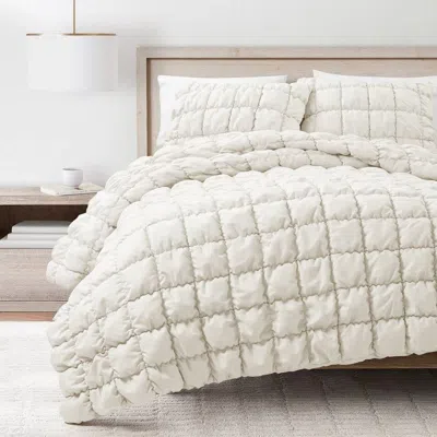 Hivvago Full/queen Soft Lightweight Puff Textured 3-piece Comforter Set In Off White