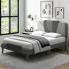 Hivvago Full/queen/twin Velvet Upholstered Bed Frame With High Headboard-full Size