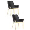 Hivvago Fuma 23 Inch Dining Accent Chair Set Of 2, Tufted, Black Faux Leather, Gold In Black